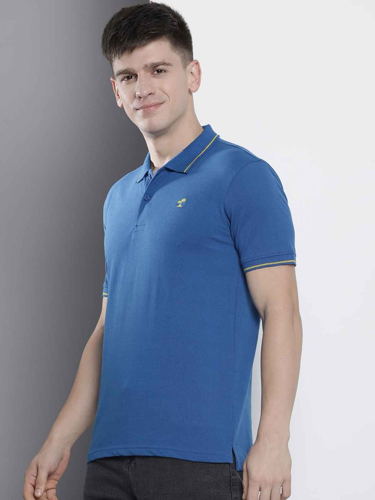The Indian Garage Co Men's Regular Fit Printed Casual T-Shirt | Blue - M