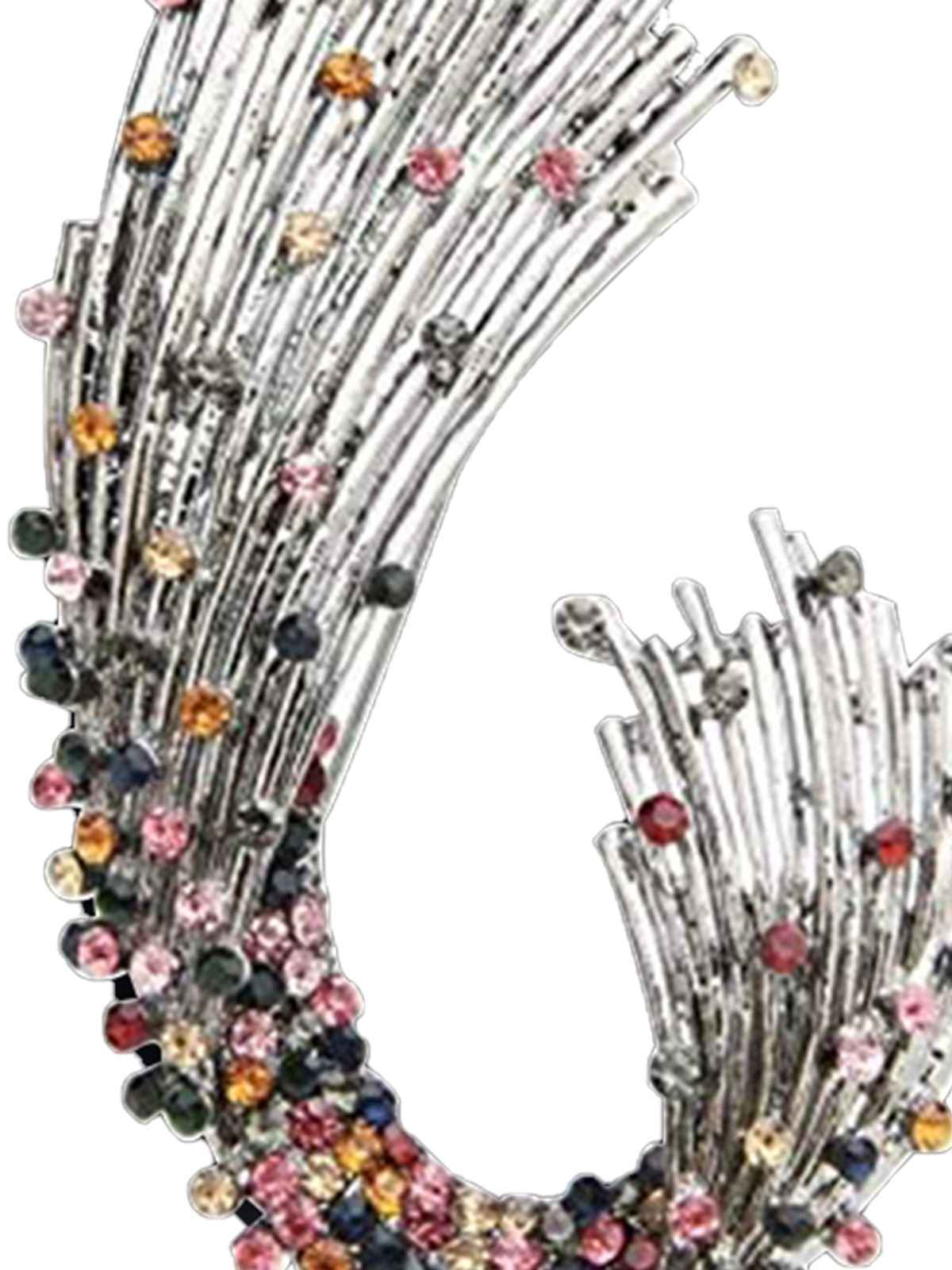 Youbella Crystal Unisex Leaf Brooch For Wedding/Party For Women/Girls/Men (Silver)(Yb - Brooch - 125)
