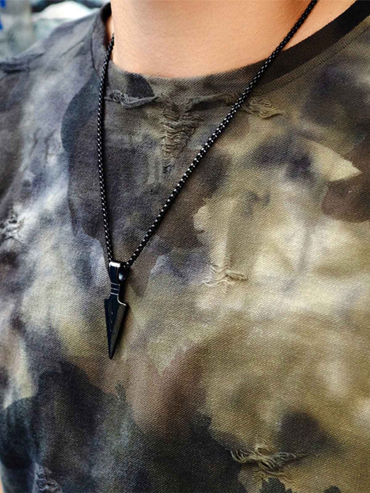 Yellow Chimes Stainless Steel Black Pendant Chain for Men