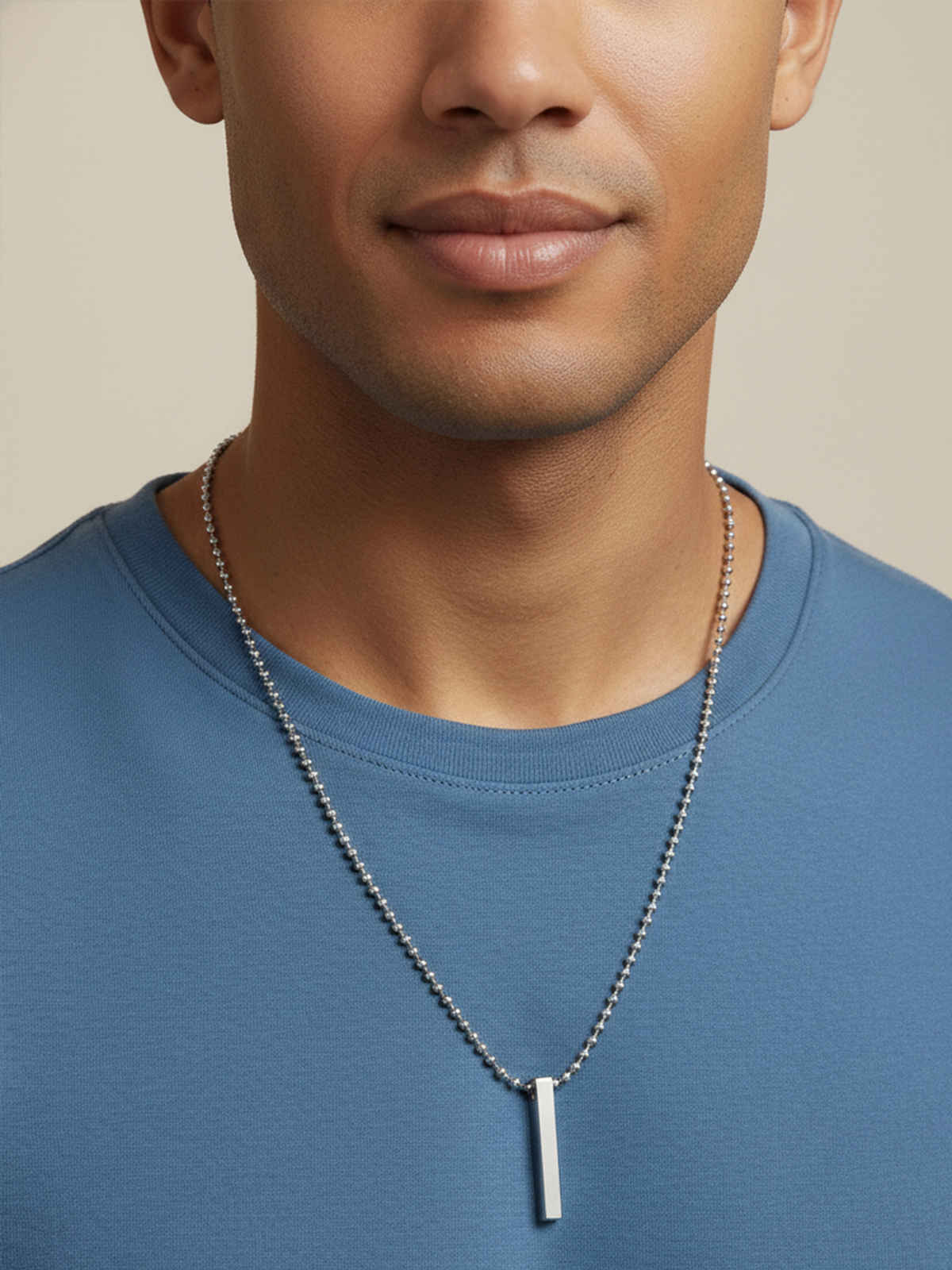 NVR Men's Silver Plated Kada Bracelet And Chain With Pendant Boho Chic Gift Combo