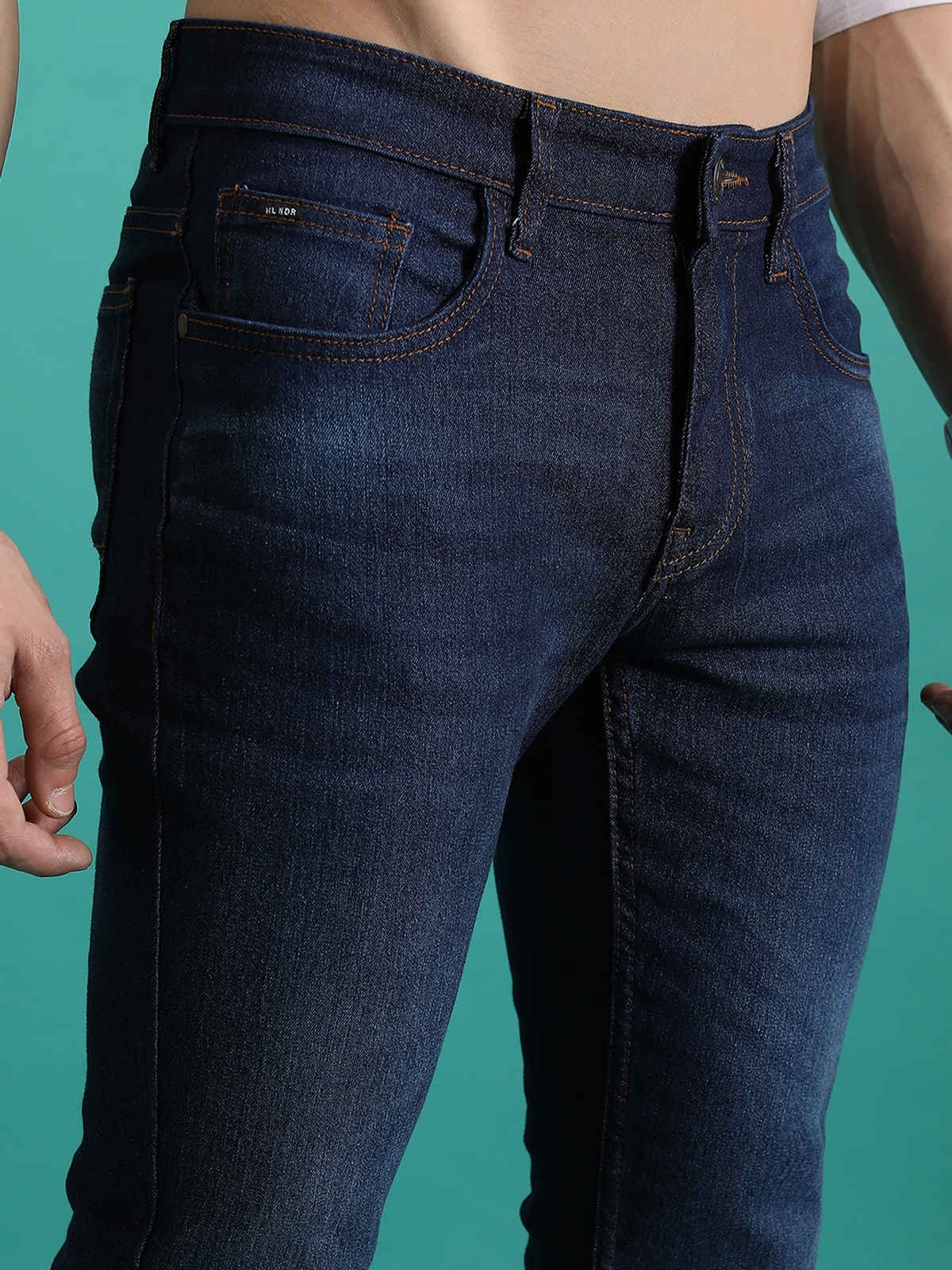 Highlander Men's Straight Fit Clean Look Light Fade Stretchable Jeans | Blue - 30