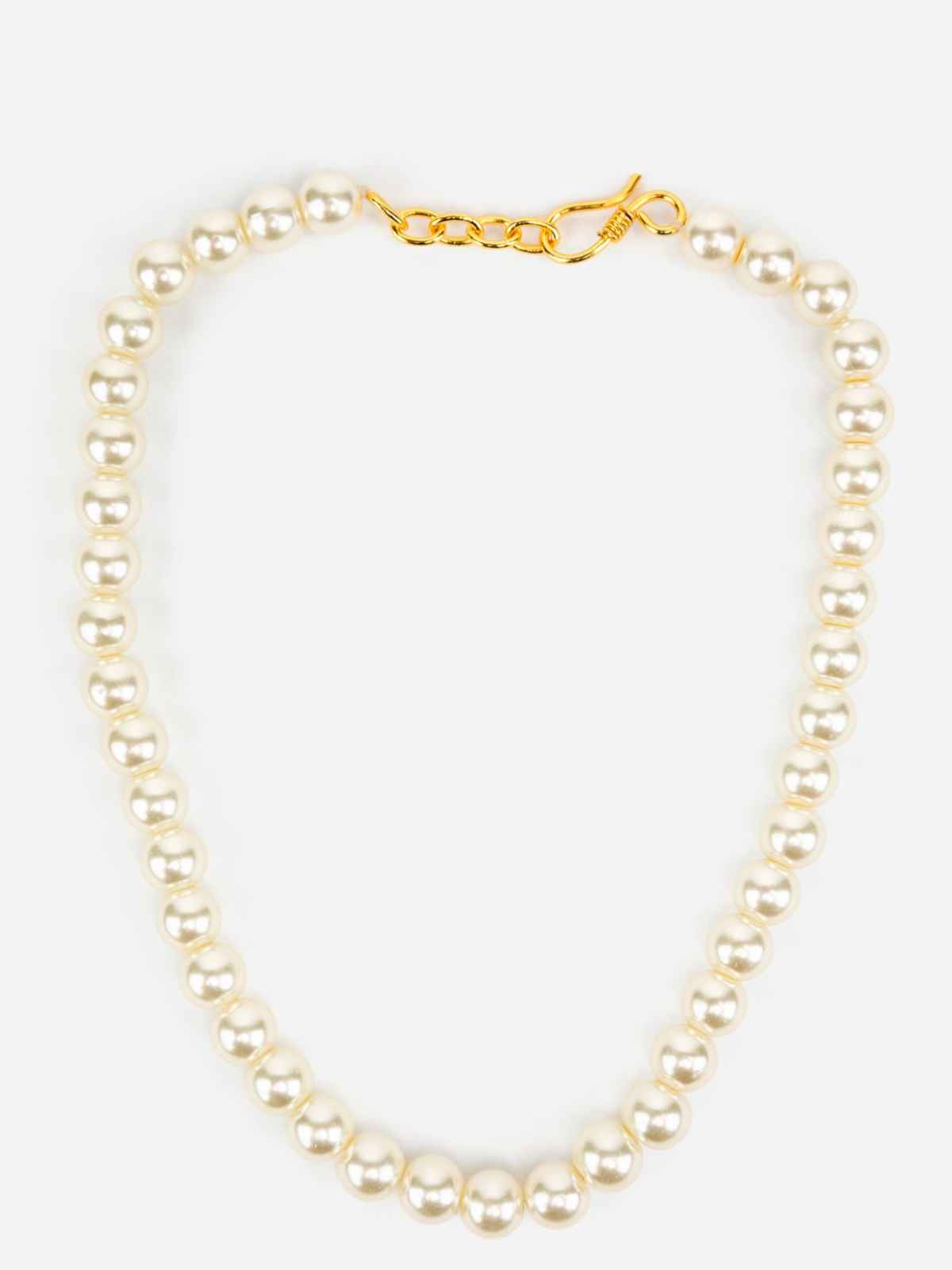Priyaasi Classic White Pearl Link Gold-Plated Necklace