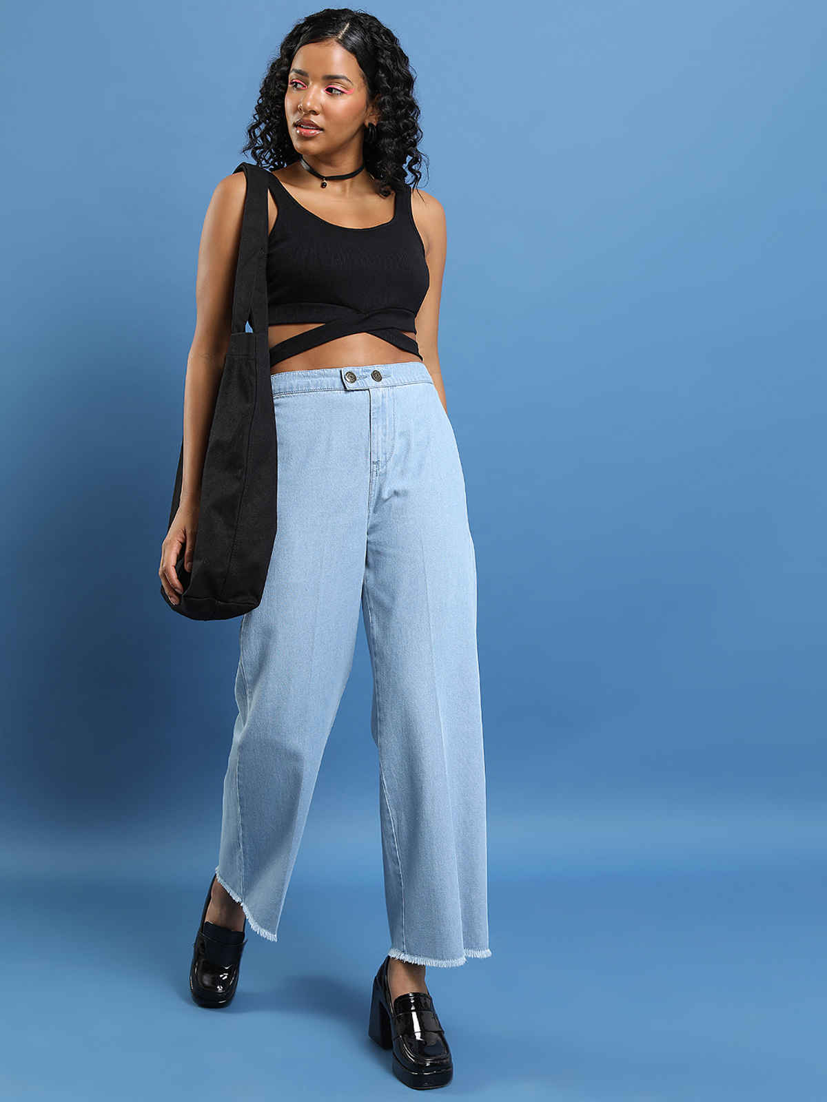 Tokyo Talkies Women's Straight Fit Cotton Jeans| Light Blue - 30