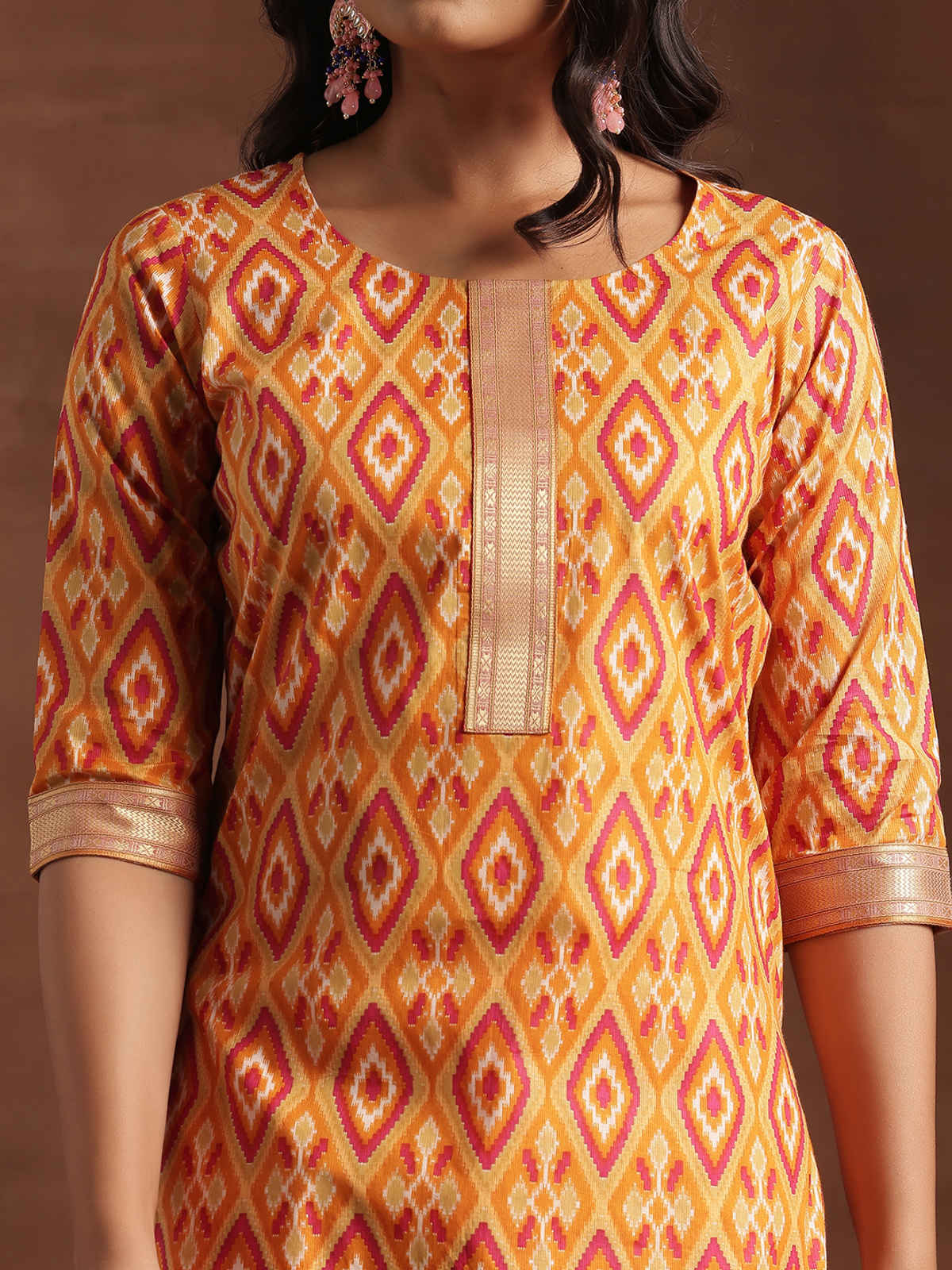 Libas Printed Cotton Straight Suit With Dupatta | 36618H | Orange - M