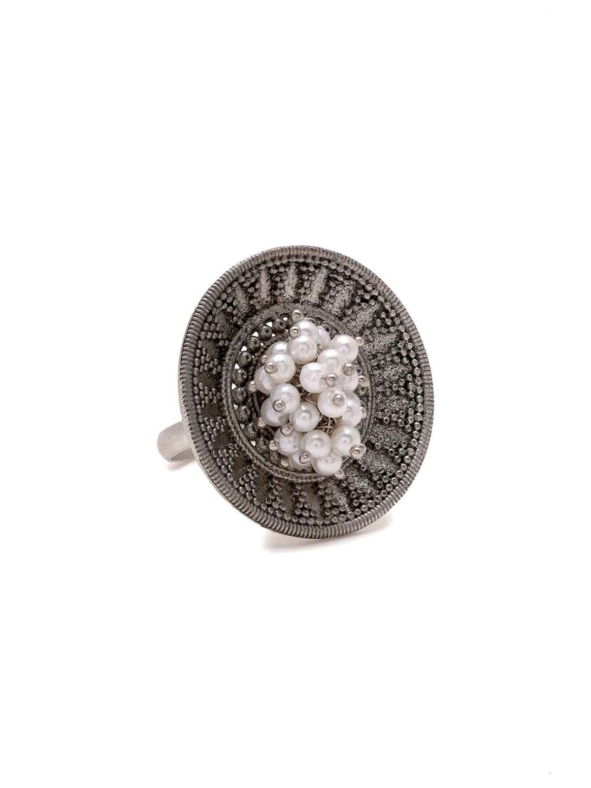 Priyaasi Silver Oxidised Ring For Women