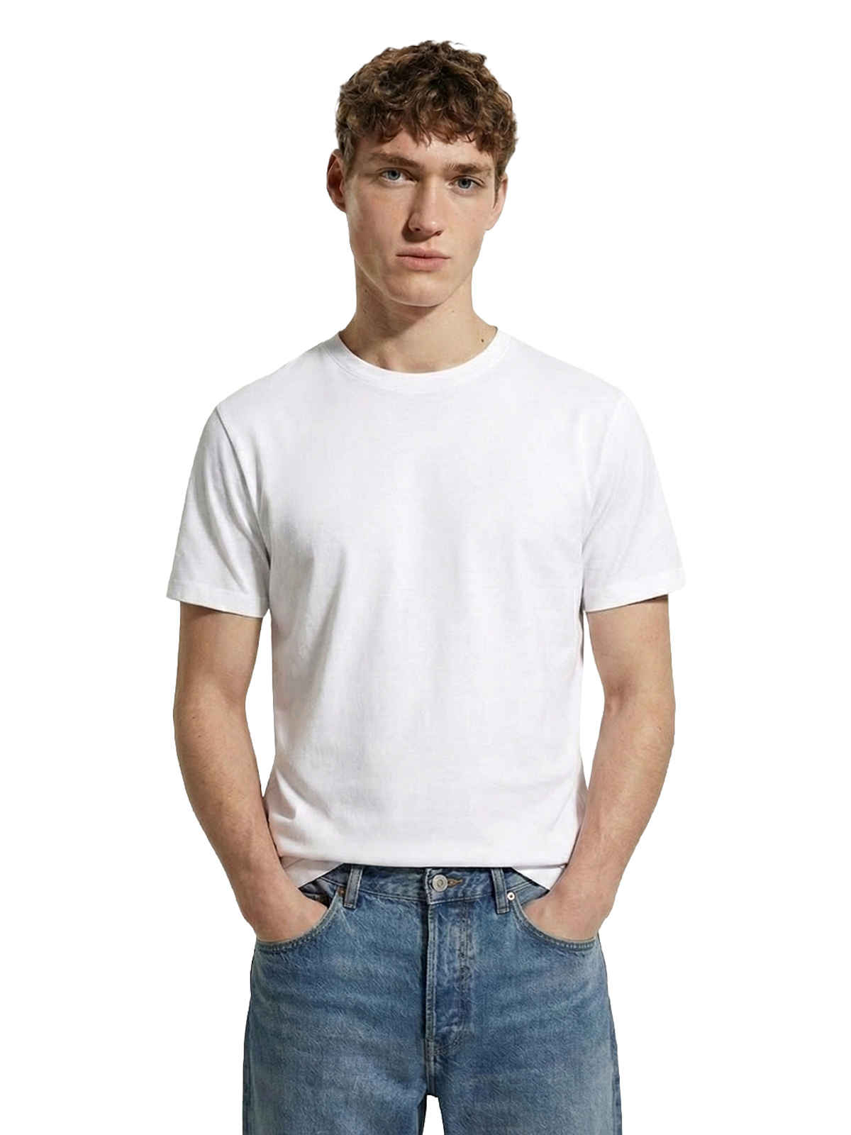 The Indian Garage Co Men's Slim Fit Solid Casual Crew Neck T-Shirt | White - S