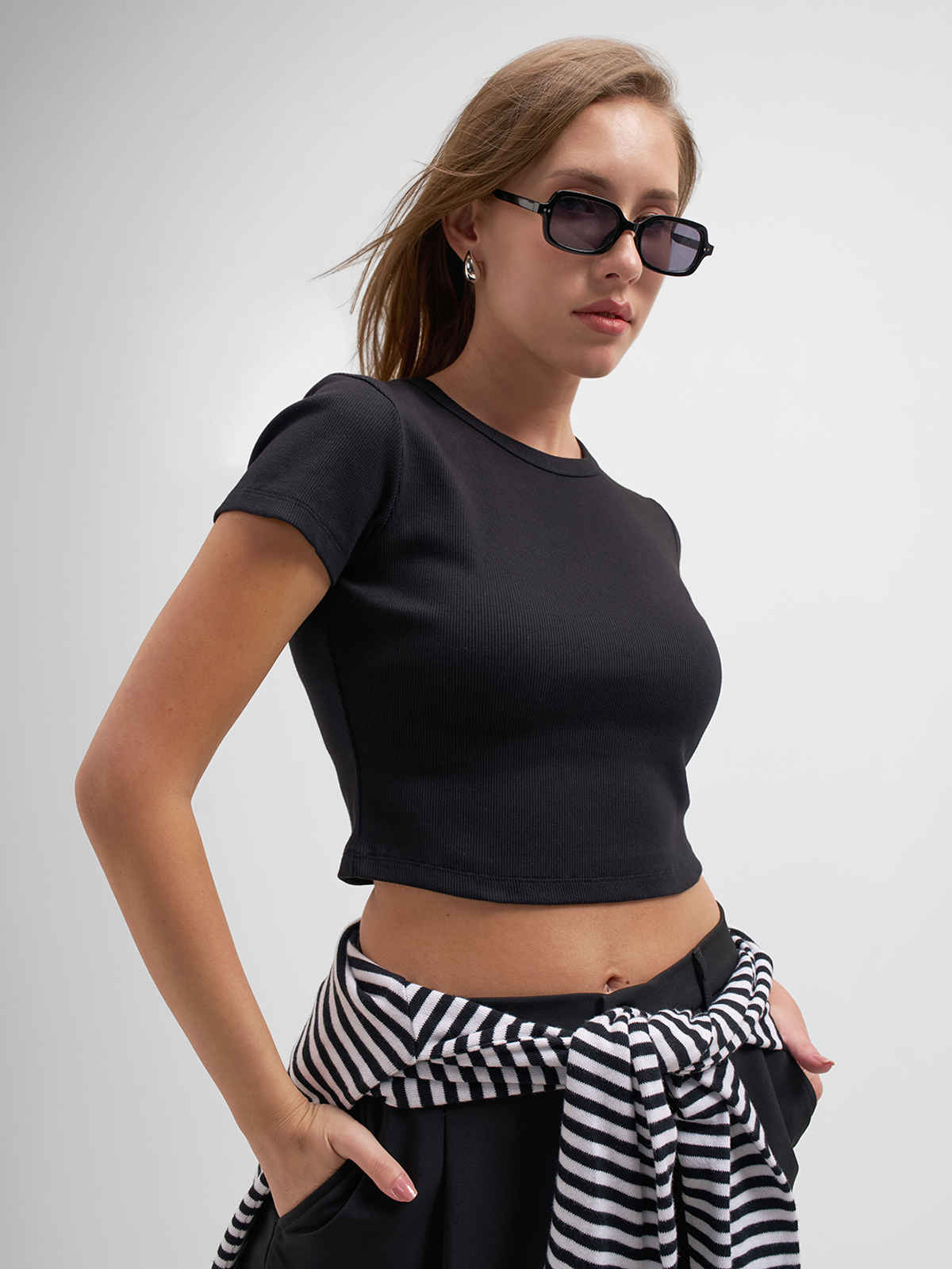 Tokyo Talkies Women Fitted Round Neckline Top | BLACK | XL