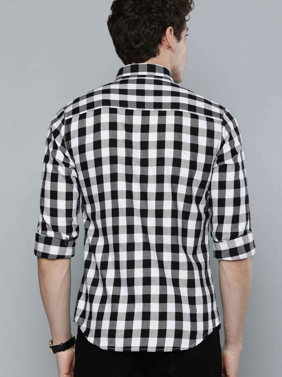 The Indian Garage Co | Men Slim Fit Checkered Casual Shirt | White | S