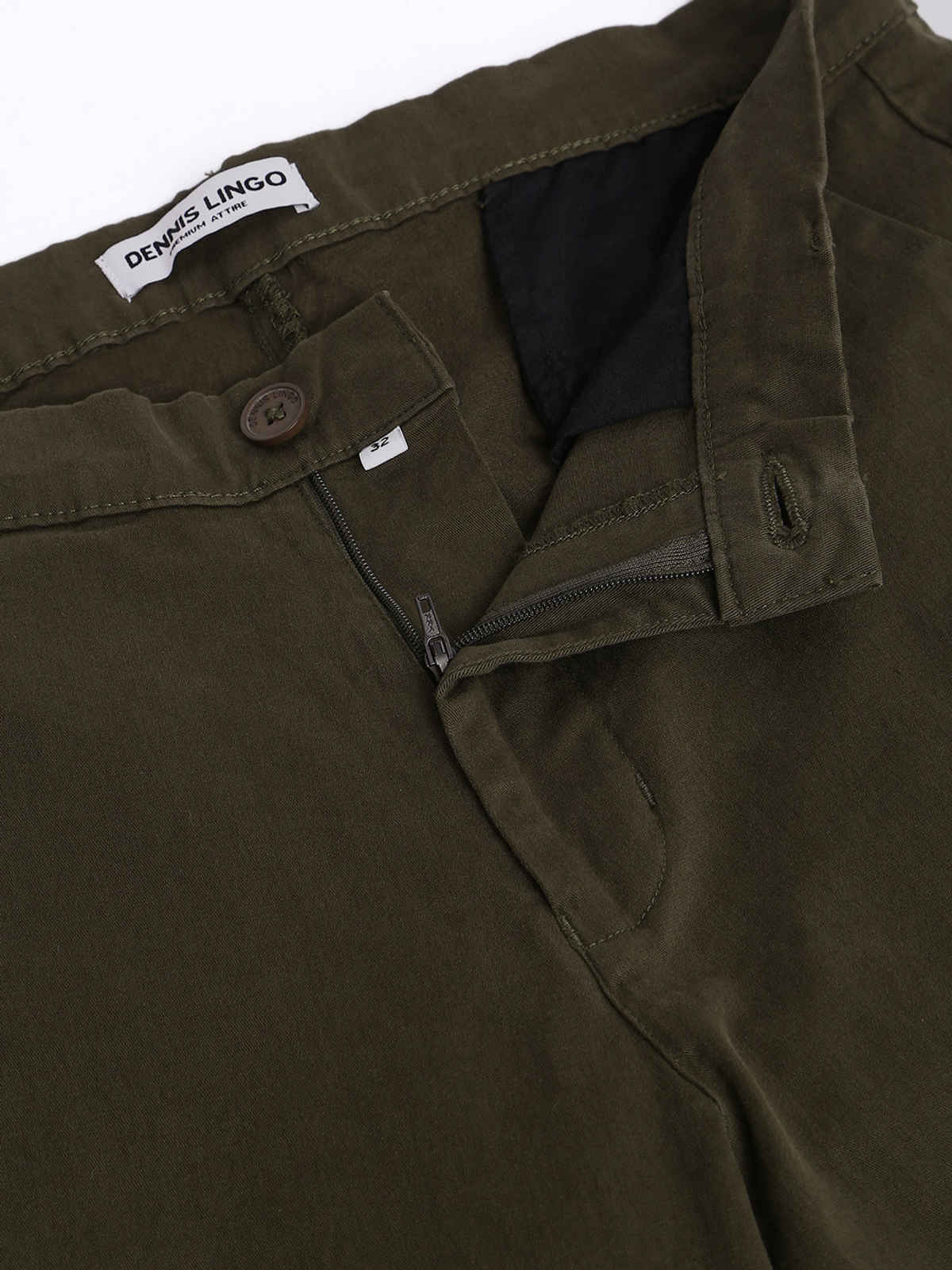 Dennis Lingo Men's Tapered Fit Cotton Chinos Trouser | Olive Green - 30