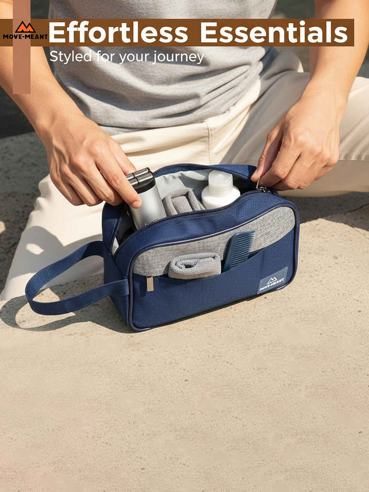 Move-Meant Fresh Kit Blue Travel Pouch Toiletry Kit With Compartemnts