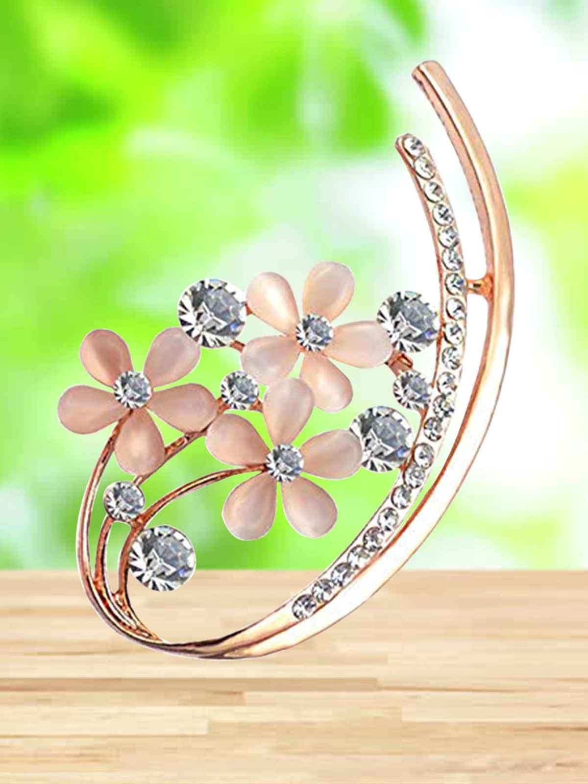 Youbella Stylish Floral Jewellery Gold Plated Brooches For Women (Golden) (Yb - Brooch - 85)