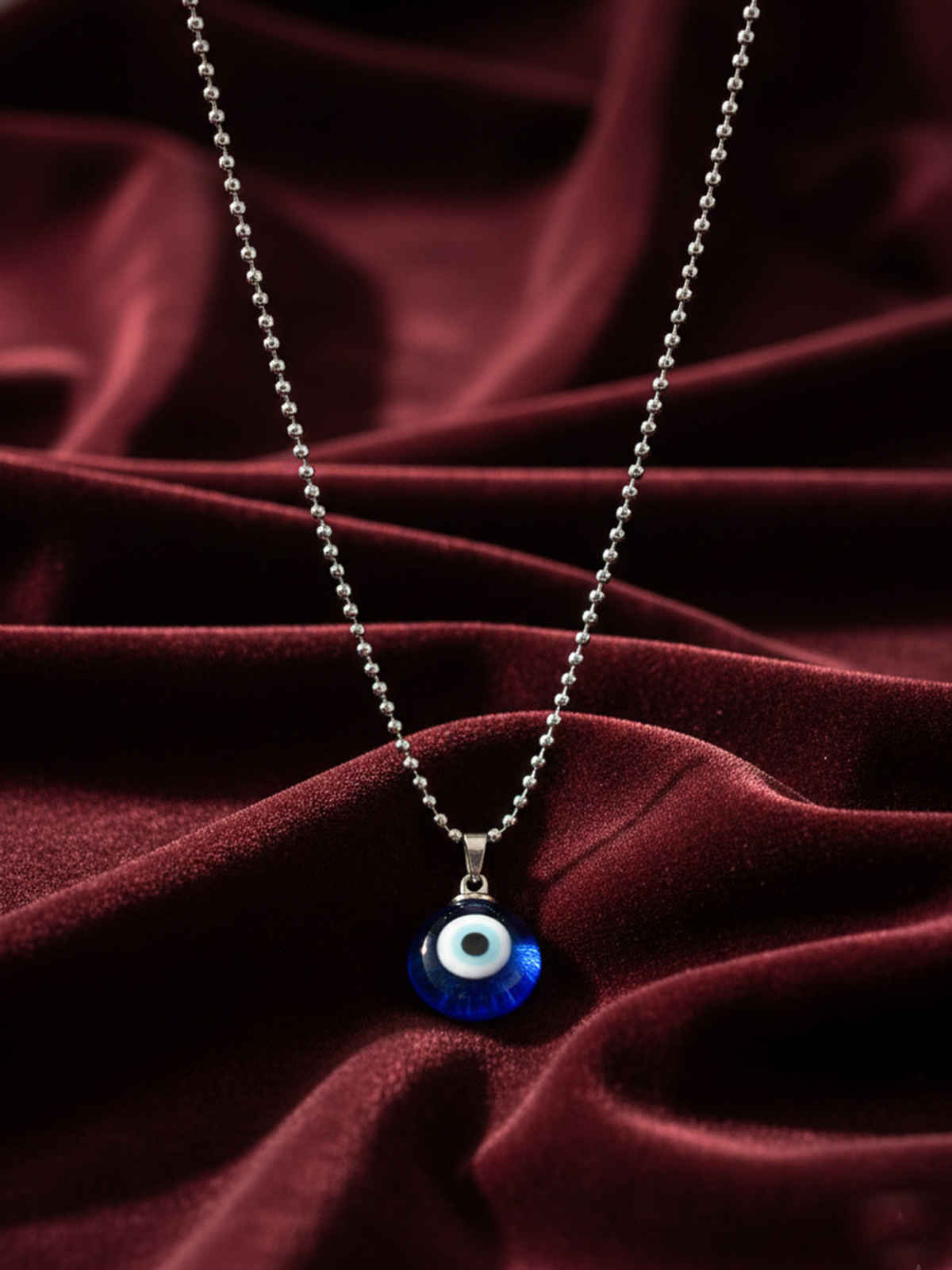 NVR Unisex Silver Evil Eye Pendant with Chain & Adjustable Evil Eye Bracelet Gift Combo