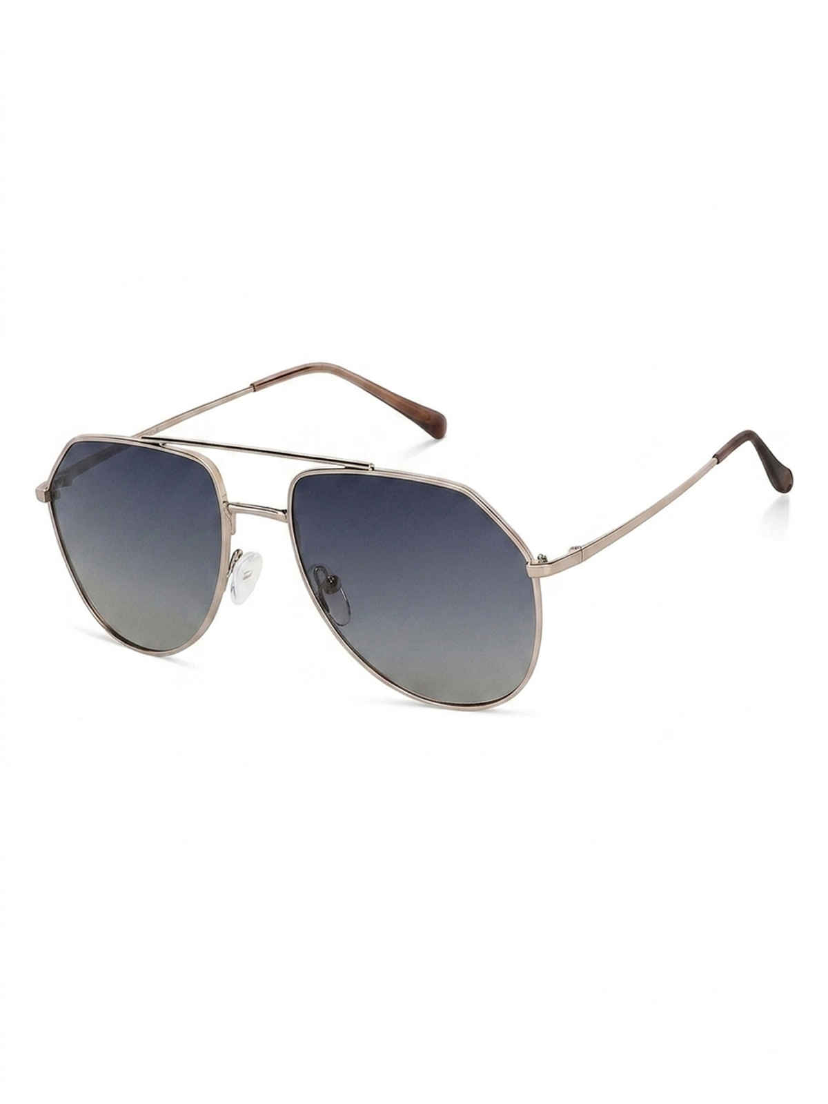 Vincent Chase By Lenskart Unisex Solid Metal Aviator Sunglasses | Black and Gold - L