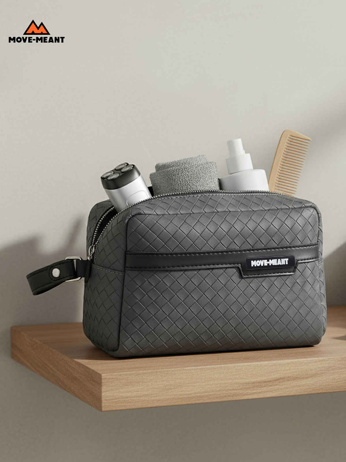 Crown Kit | Toiletry Kit for Men & Women | Travel Pouch for Makeup & Shaving | Grey