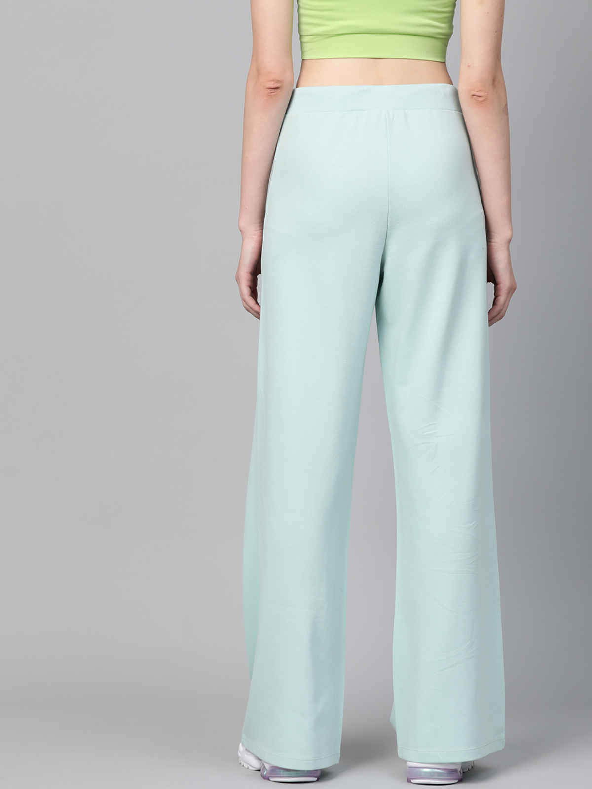 SASSAFRAS Women's Terry Wide Leg Drawstring Pants | Sea Green - S