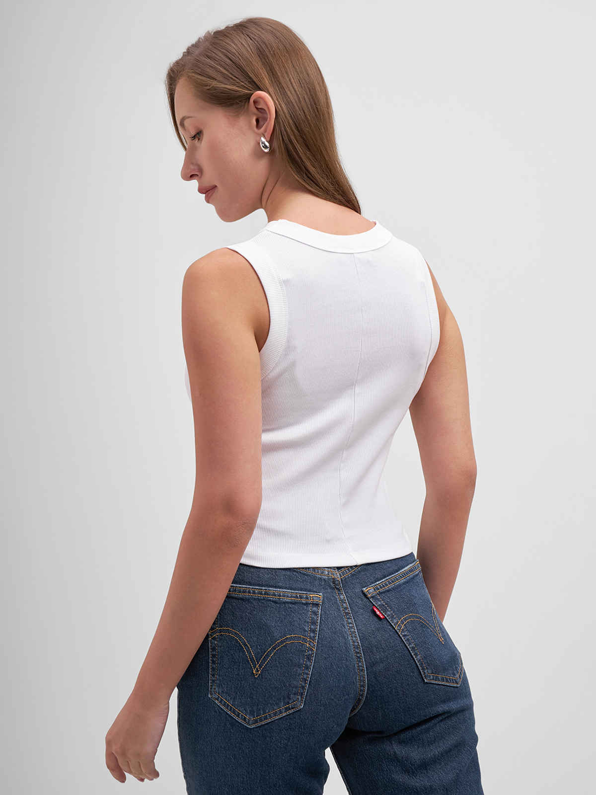 Tokyo Talkies Women Sleeveless Racer Back Top | WHITE | L