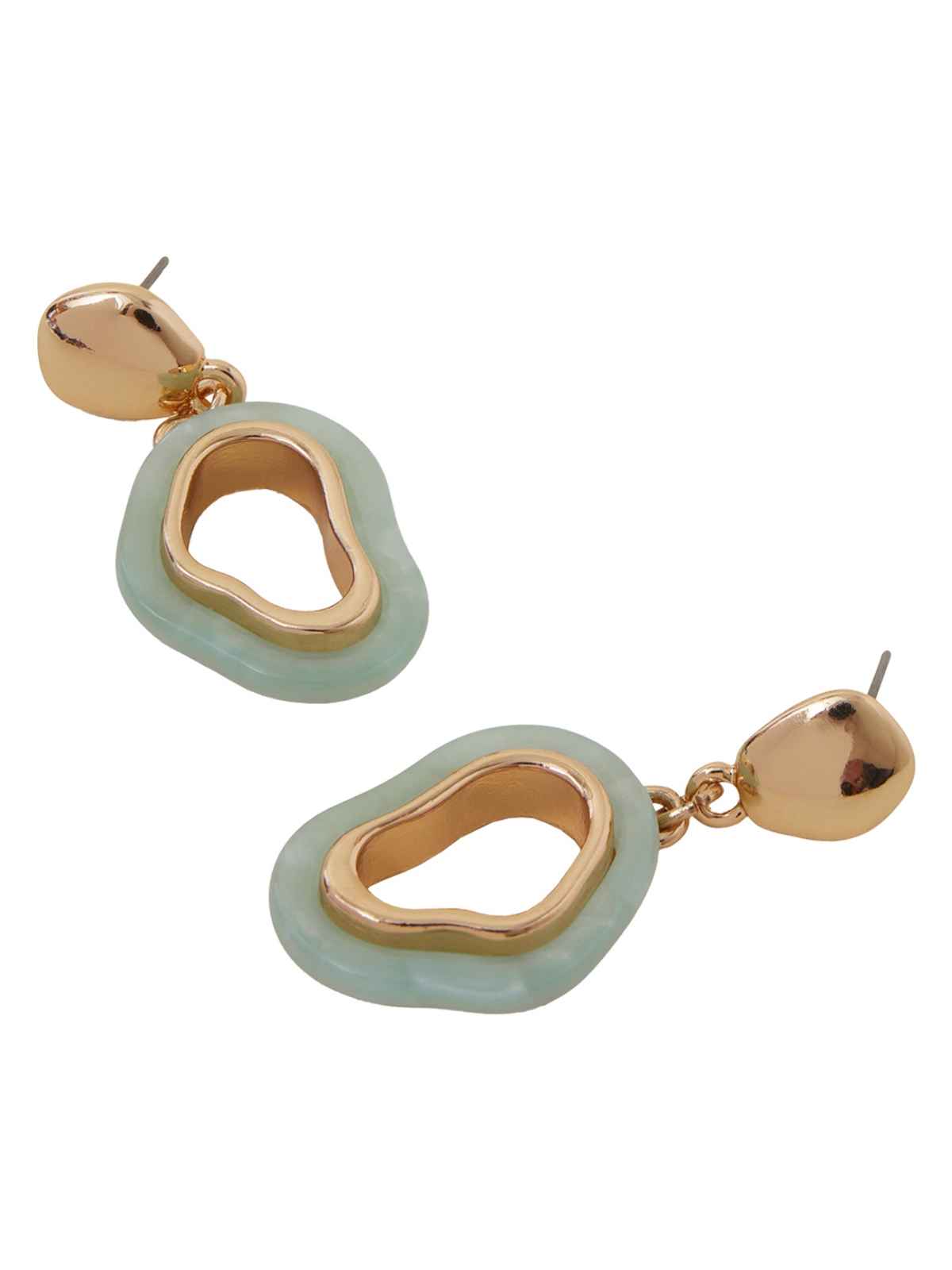 Accessorize London Women's Green Resin Inlay Drop Earrings - Green