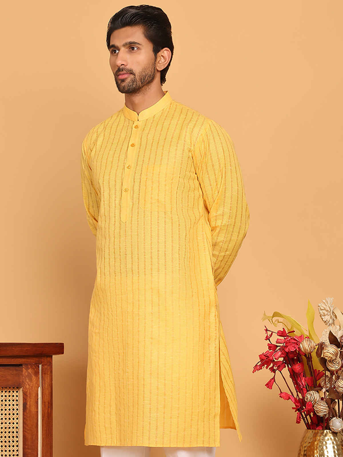 Jompers Men's Kurta | Yellow - 2XL