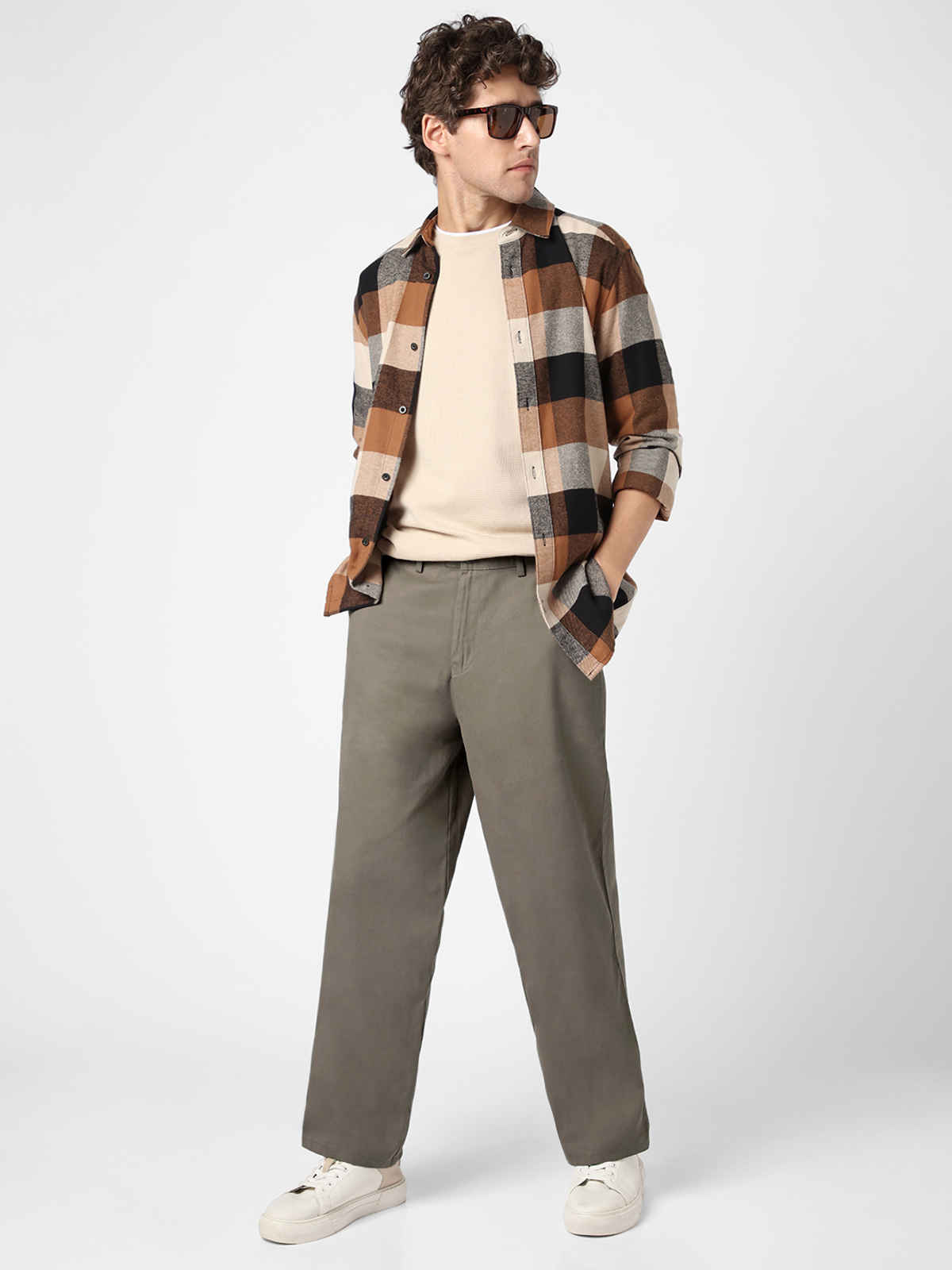 Urbano Fashion Men's Chino Trousers Loose Baggy Fit Solid Non-Stretchable | Grey | 30