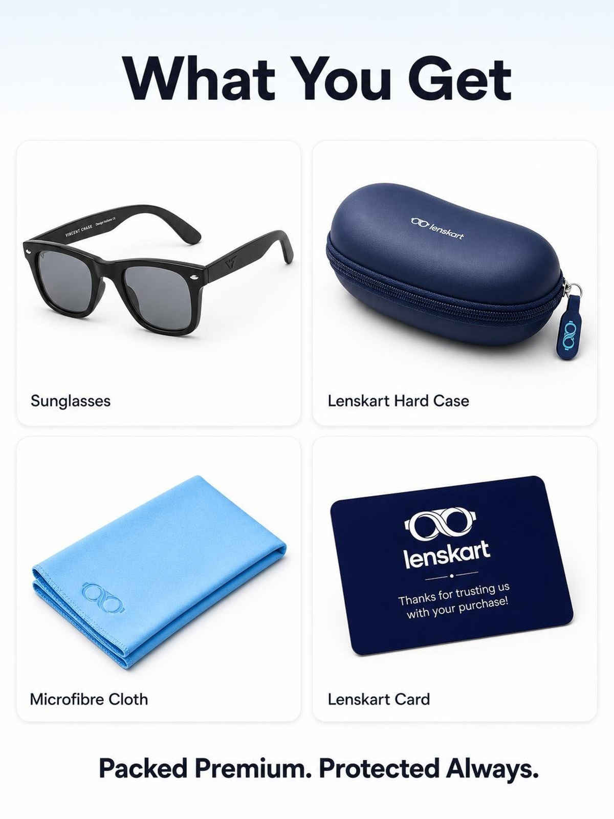 Vincent Chase By Lenskart Unisex Polycarbonate Wayfarer Sunglasses | Black - L