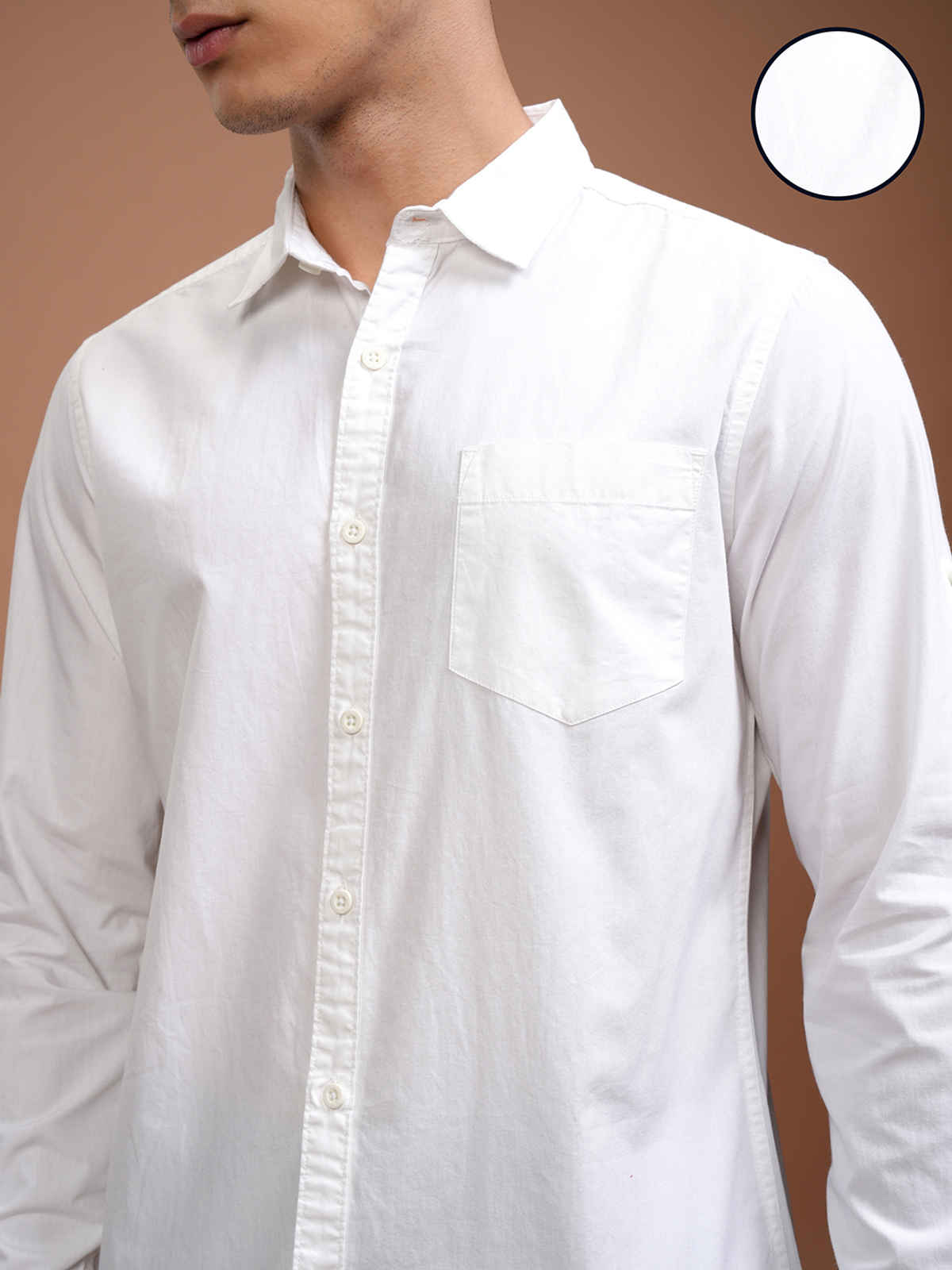Highlander Men's Slim Fit Casual Shirt | White - M