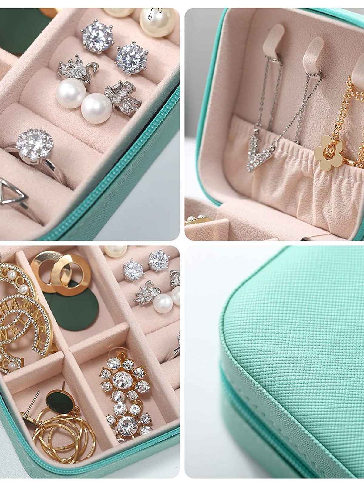 Youbella Jewellery Organiser Pu Leather Zipper Portable Storage Box Case(Jewellery - Box - 11)