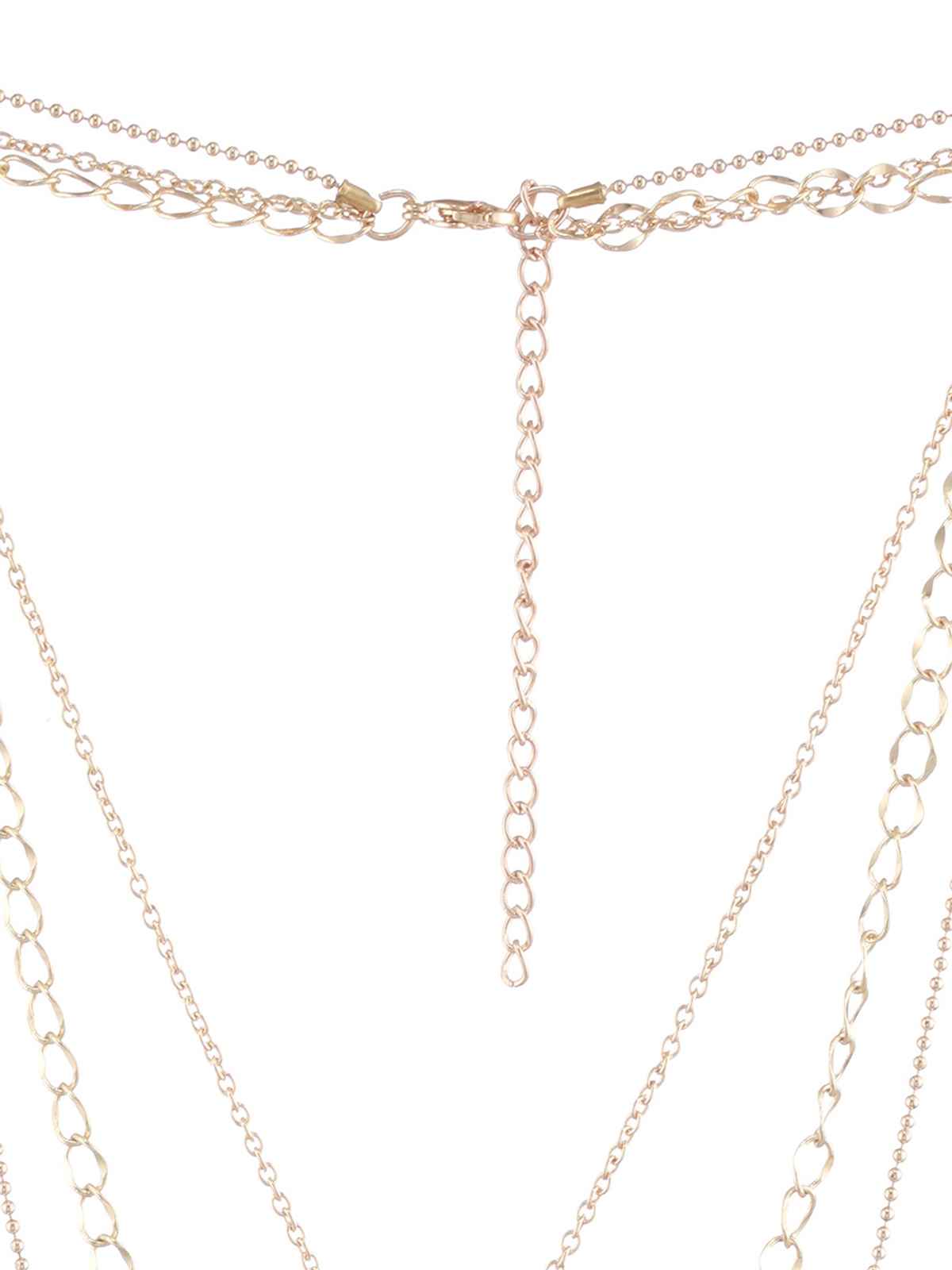 Priyaasi Layered Eye Design Gold-Plated Link Style Necklace