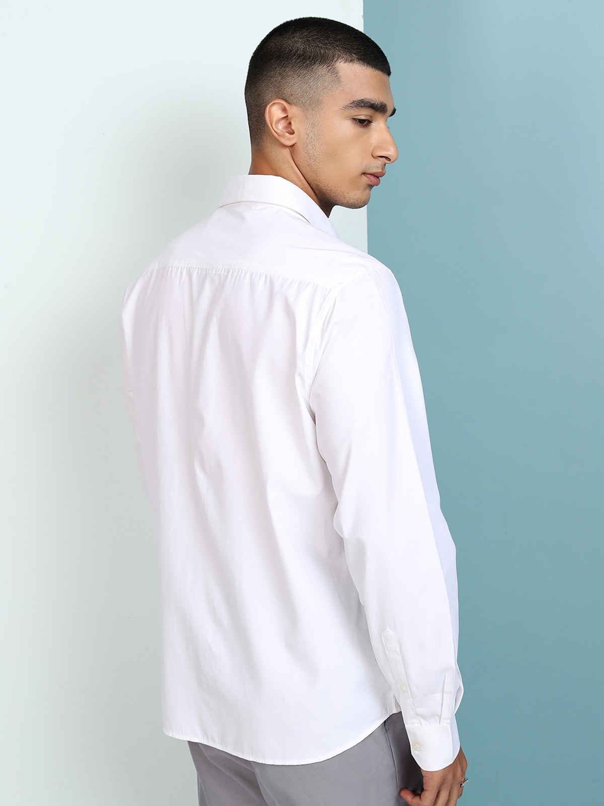 Highlander Men's Regular Fit Button Down Collar Full Sleeve Satin Shirt | White | XL