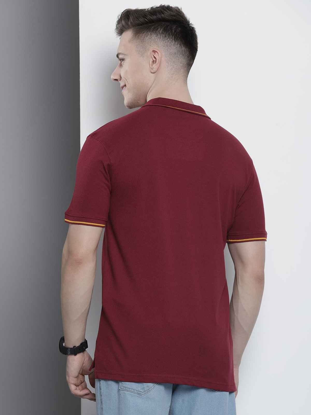 The Indian Garage Co Men's Regular Fit Printed Casual T-Shirt | Red - M