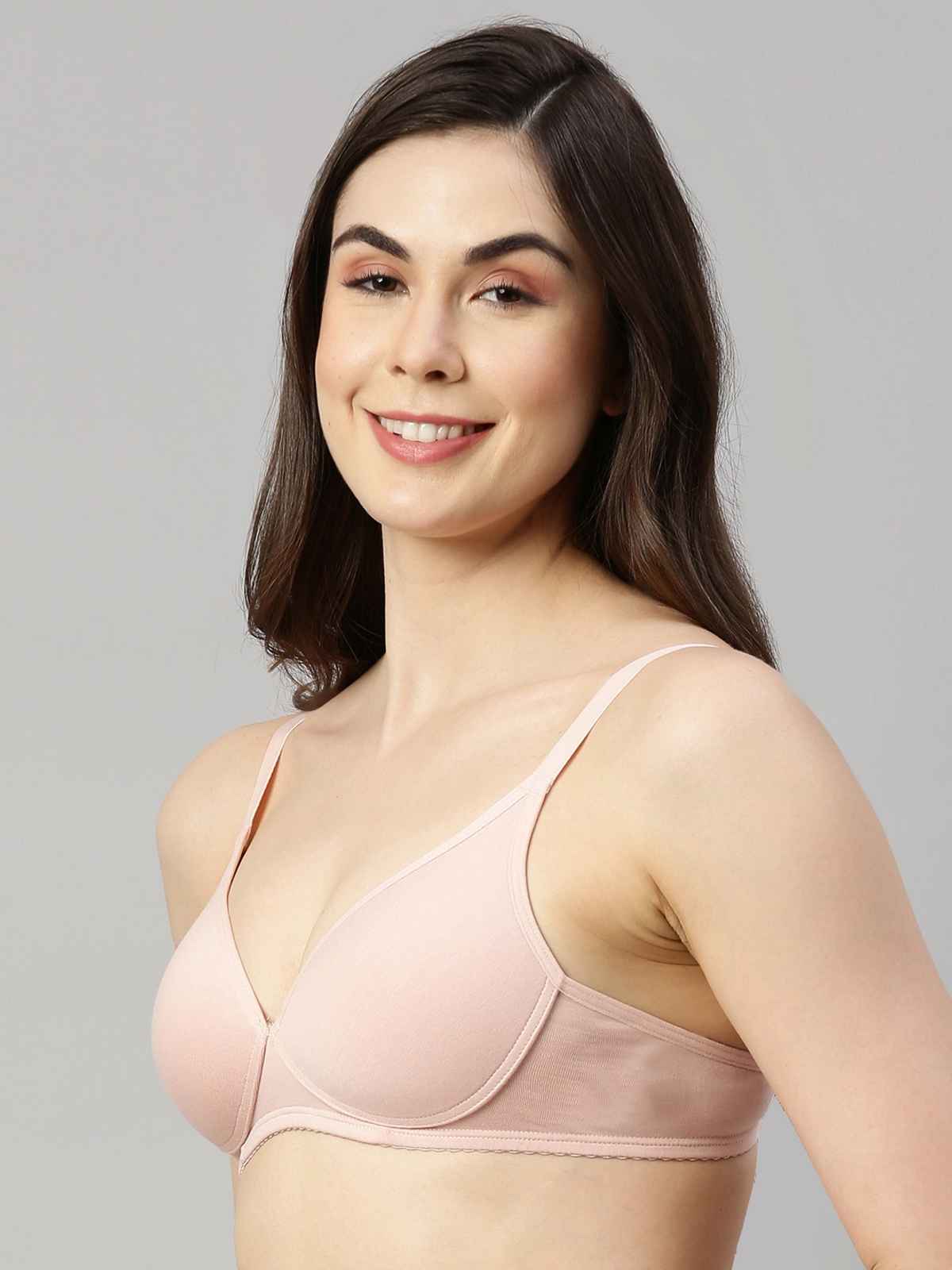 Enamor Women's A039 Perfect Coverage Cotton T-shirt Bra|Padded|Wirefree | Pearl-34D