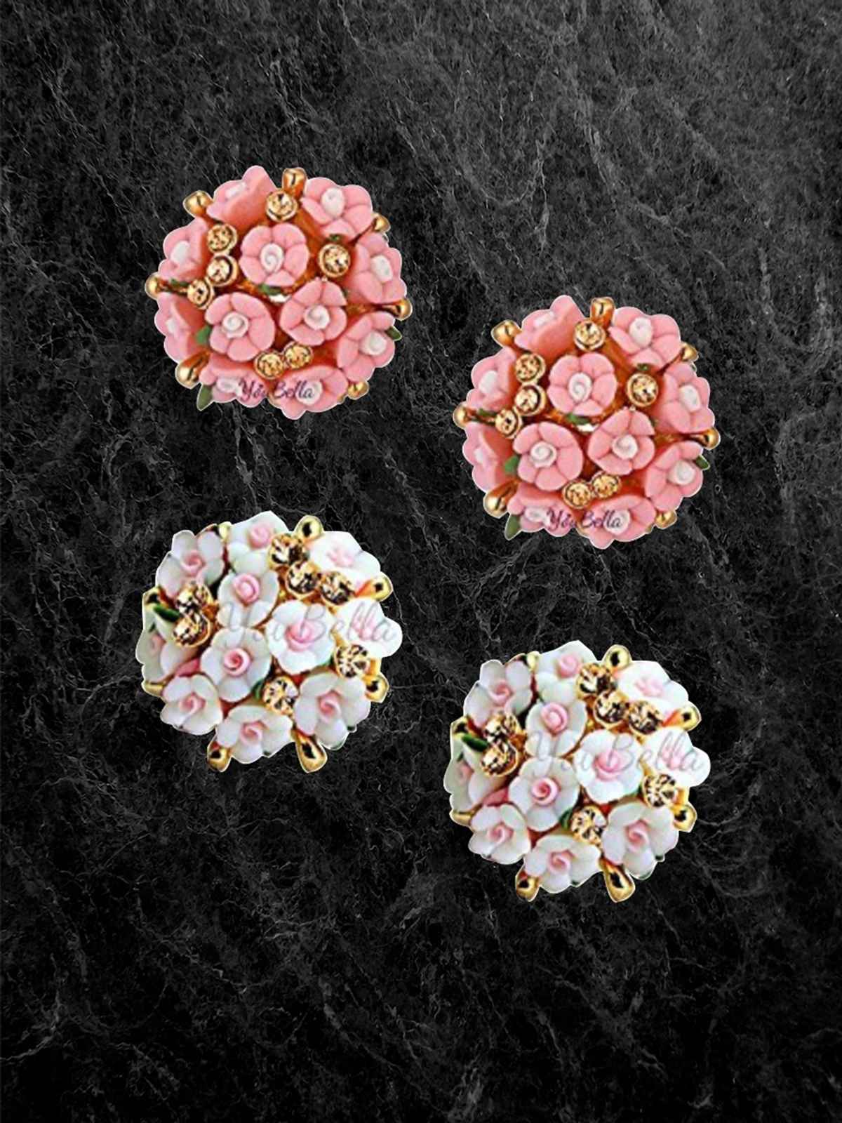 Youbella Gold Plated Flower Shape Resin Earrings For Women And Girls (Combo - 1)(Ybear - 32176)