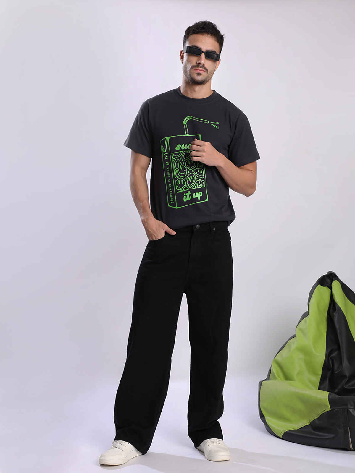 Bene Kleed Men's Baggy Fit Jeans | Black - 36