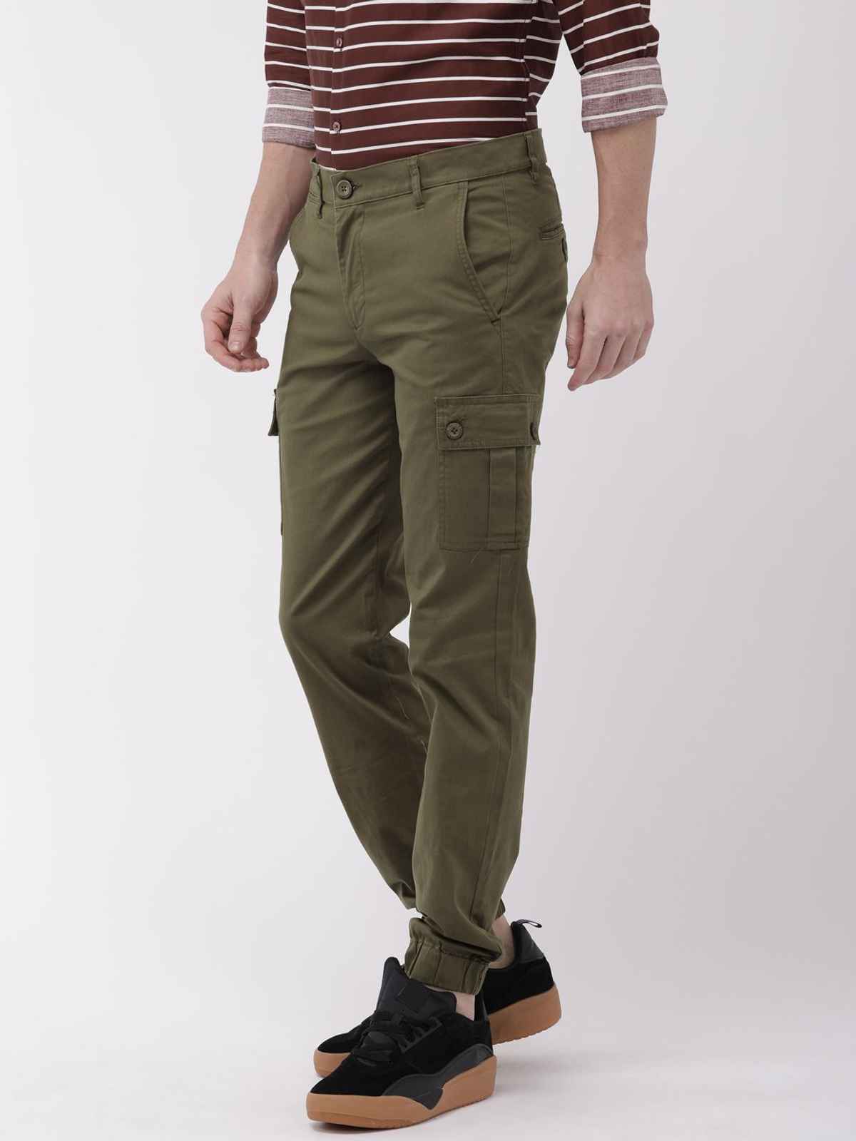 The Indian Garage Co Slim Fit Camouflage Casual Cargos | Olive - 34