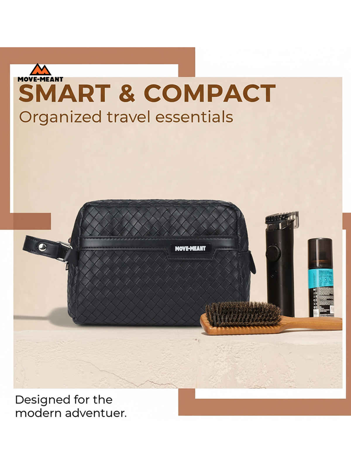 Move-Meant Crown Kit Black Travel Pouch Toiletry Kit With Compartemnts