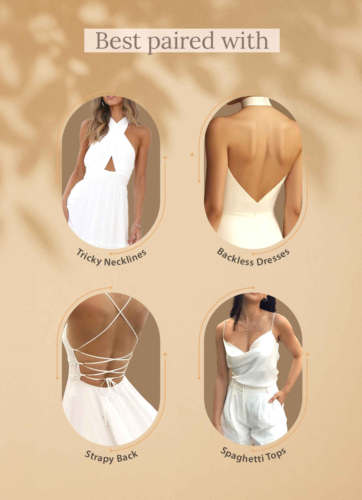 Clovia Stick-on Bra with Tie-ups in Nude Colour - Free Size