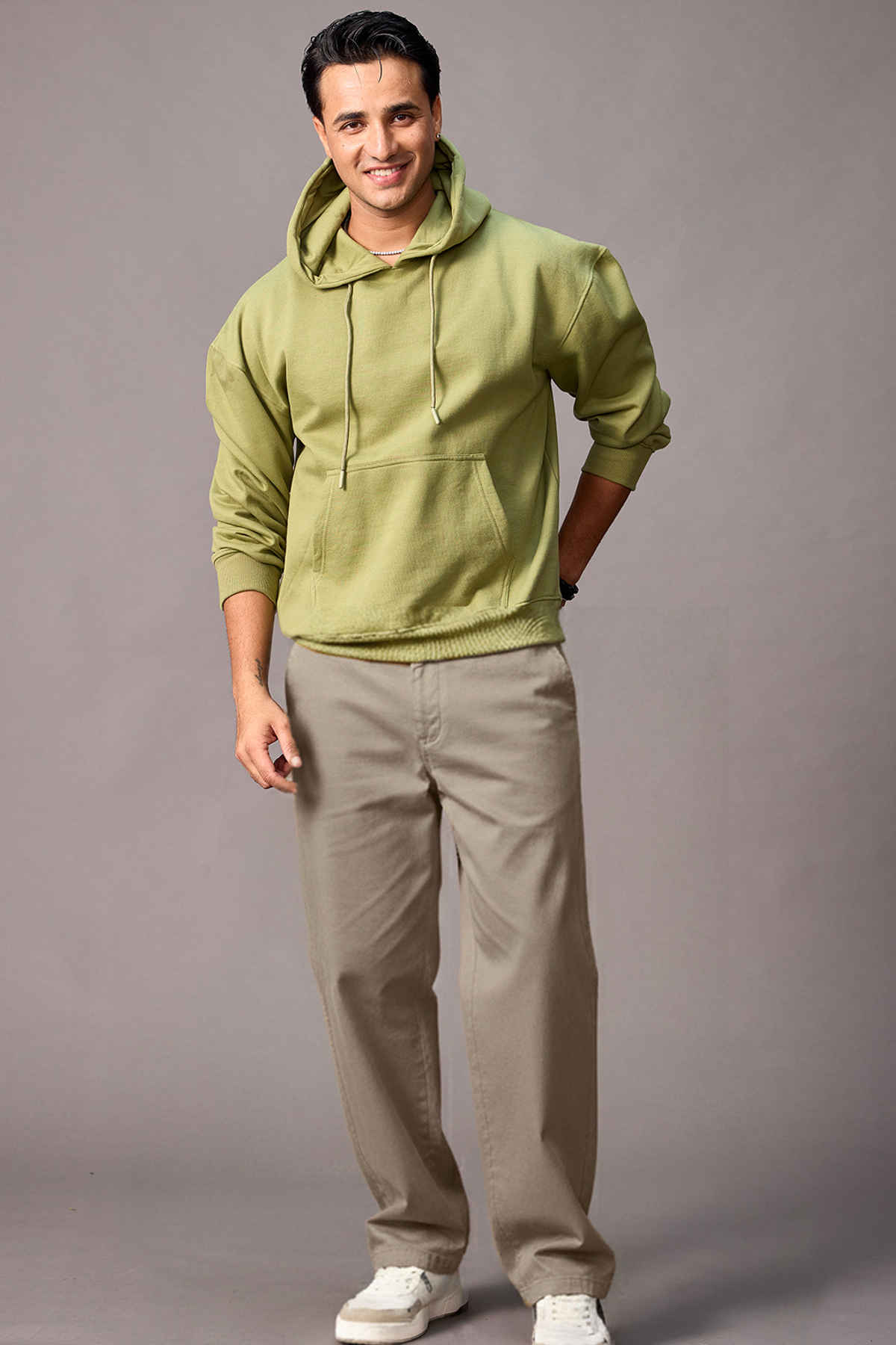 Urbano Fashion Men's Chino Trousers Loose Baggy Fit Solid Non-Stretchable | Grey | 30