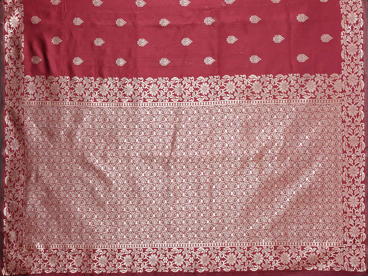 Hema Silk Mills Women Woven Banarasi Silk Blend Saree | Maroon