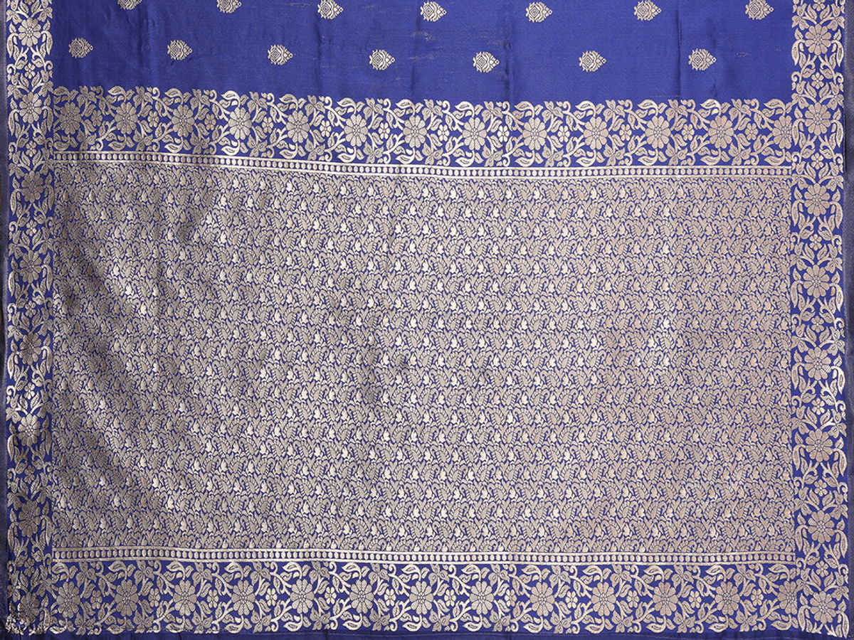 Hema Silk Mills Women Woven Banarasi Silk Blend Saree | Royal Blue