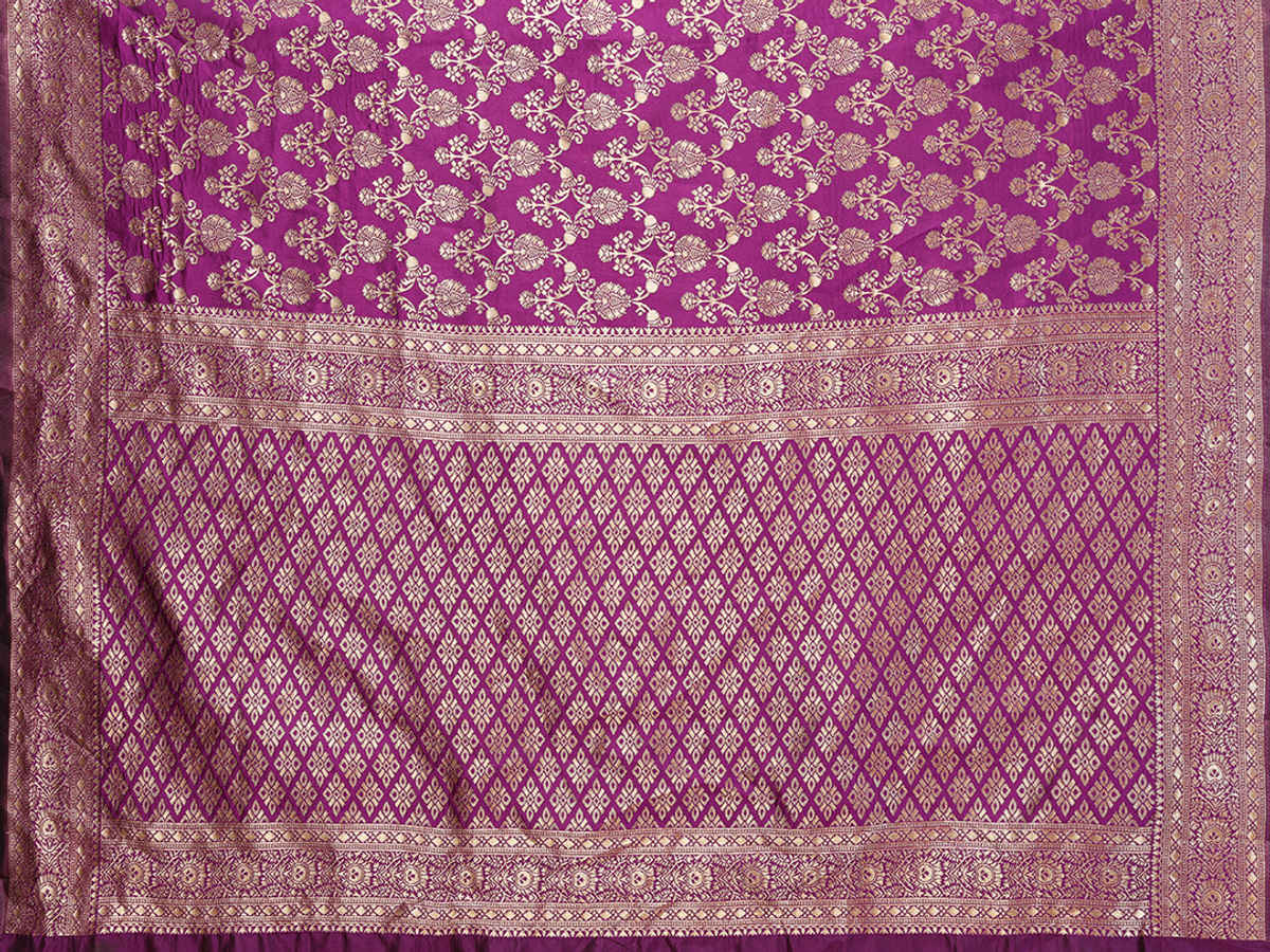 Hema Silk Mills Women Woven Banarasi Silk Blend Saree | Wine