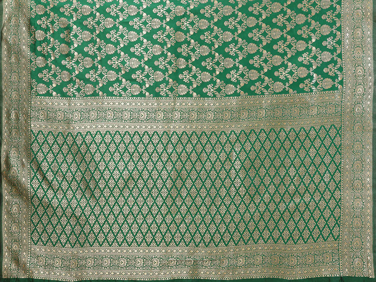 Hema Silk Mills Women Woven Banarasi Silk Blend Saree | Green