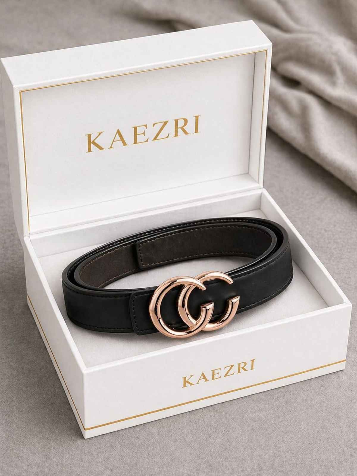 Kaezri Artificial Leather Black Belt for Women | Women cc - 36