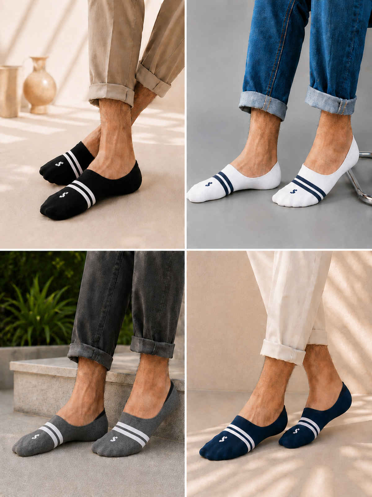 Supersox Men's Solid Combed Cotton Loafer Socks | Multicolour - Free Size