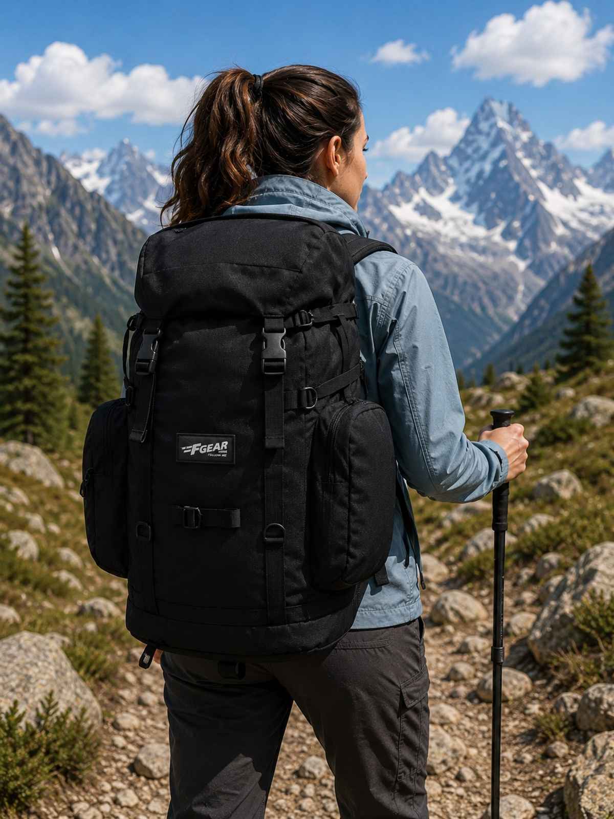 F Gear Unisex Polyester 46 L Ergonomic Handle Rucksack | Black - Free Size