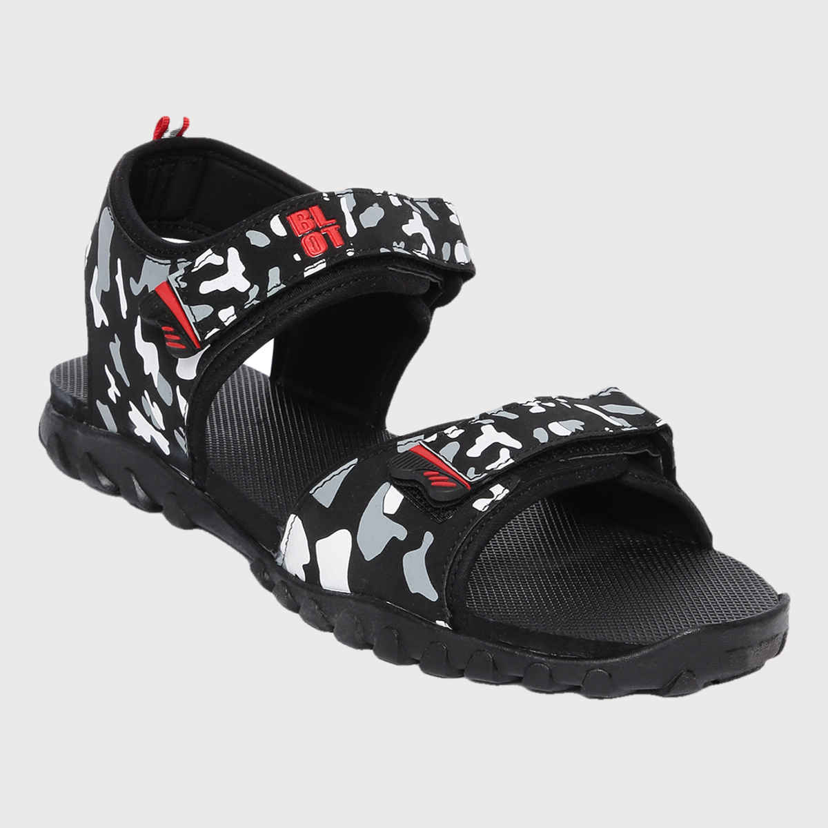 Paragon Blot Men's Black & Red Sandals - 8
