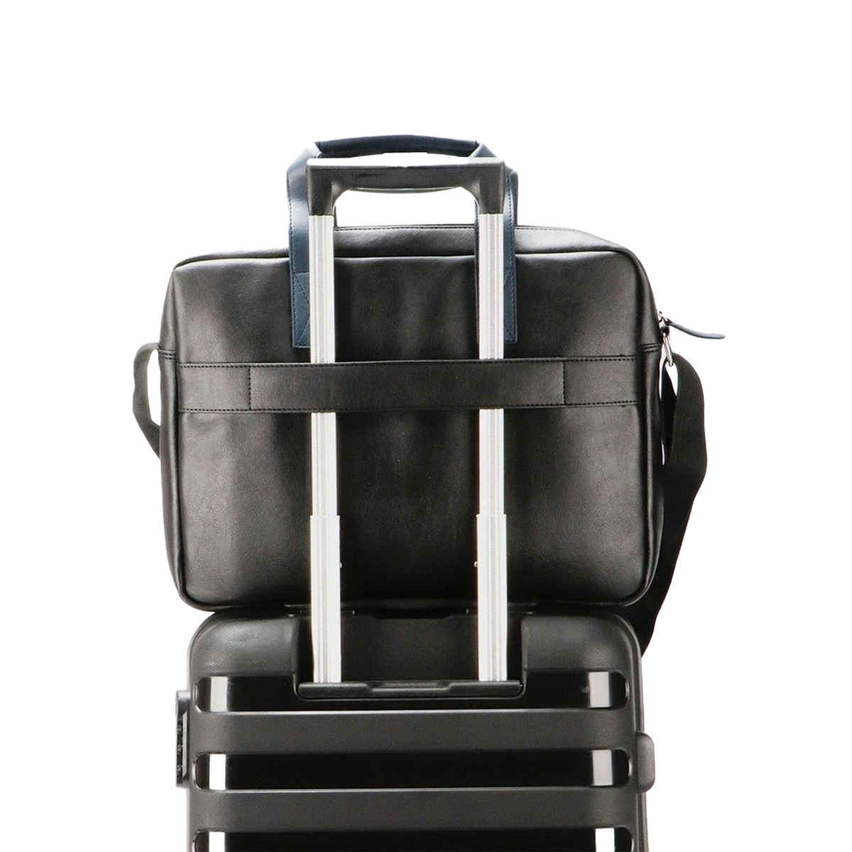 Cross Unisex Vegan Leather 15.6 L Laptop Messenger Bag | Black and Navy Blue - 15.6 Inches