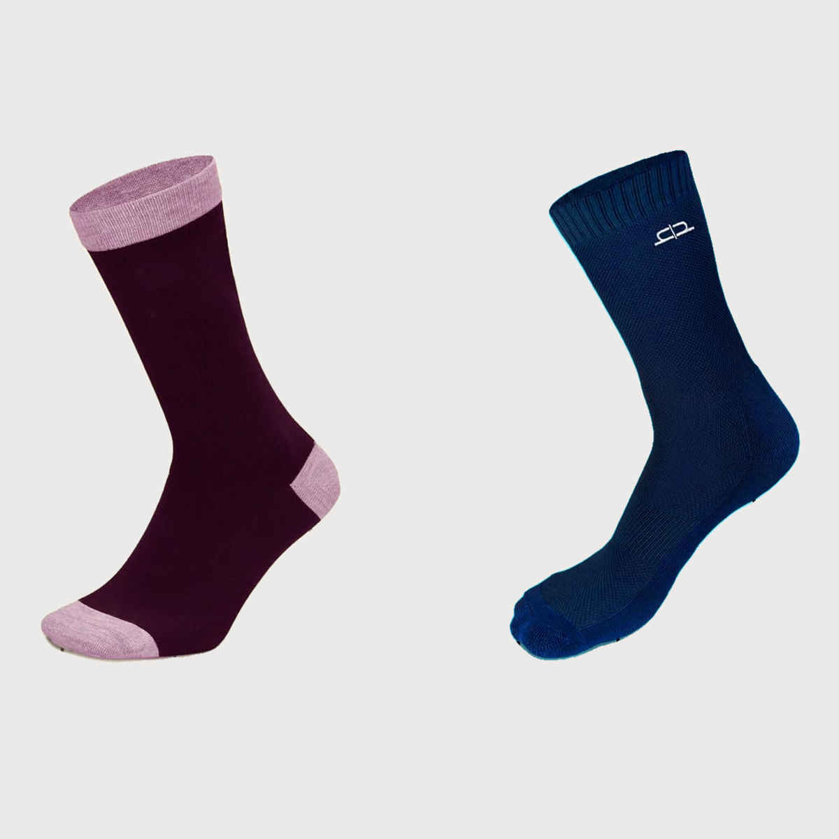 Heelium Men's Solid Bamboo Crew Length Socks | Navy Blue - UK 7 - 11