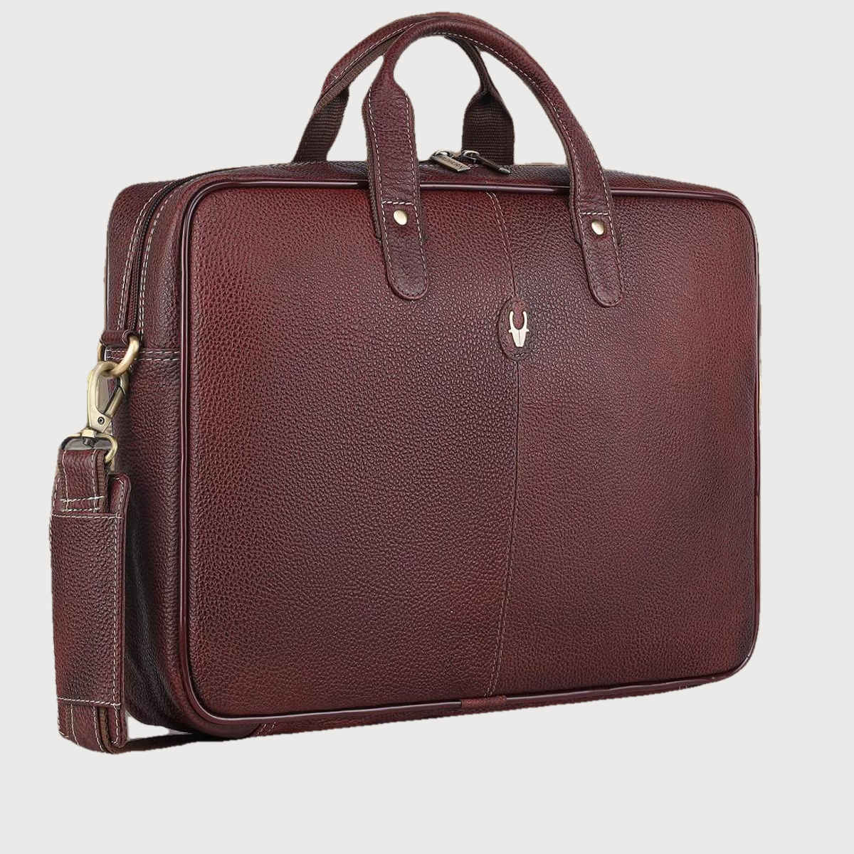 Wildhorn Men's Solid Leather 25 L Laptop Bag | Maroon - 15.6 Inches