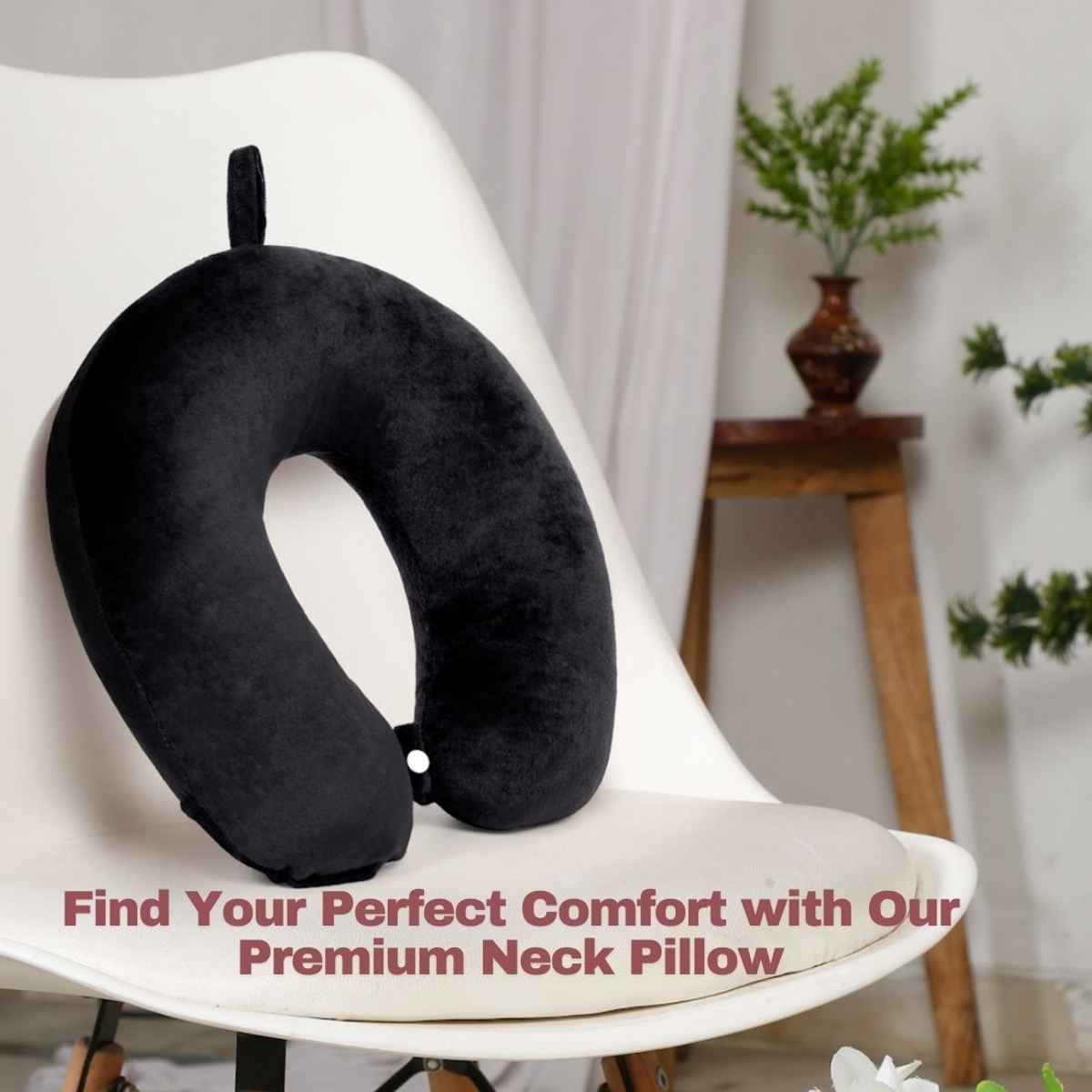 Kaaytee Premium Travel Neck Pillow Comfortable Headrest & Neck Support Cushion | Black
