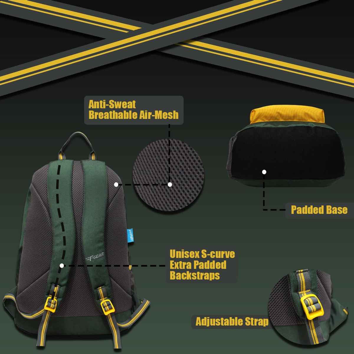 F Gear Unisex Solid Polyester 22 L Backpack | Darkest Spruce