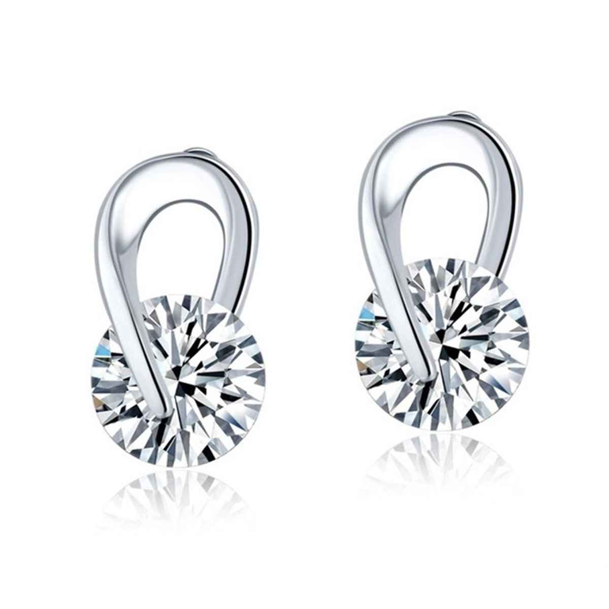 Shining Diva Fashion Women's Silver Plated Platinum Plated Stylish Crystal Stud Earrings Rrsd9826er
